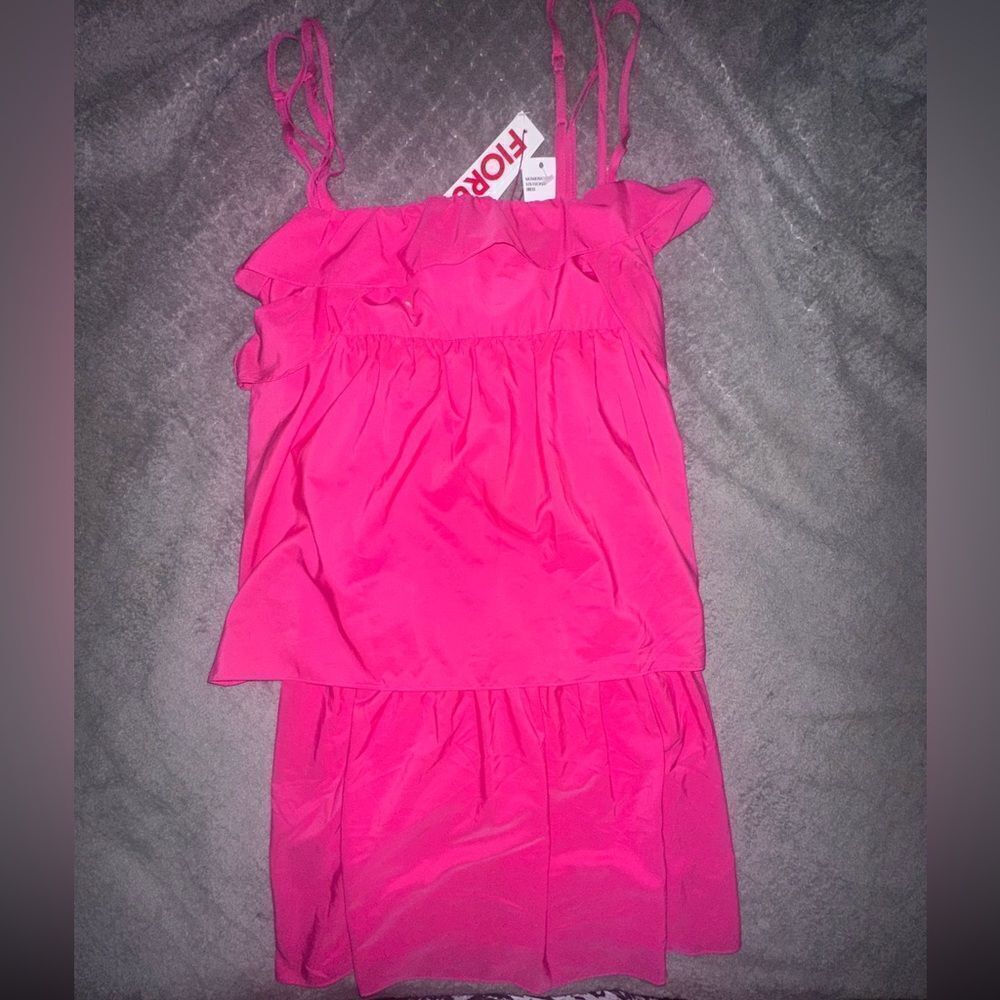 Fiorucci Pink Tiered Double Spaghetti Strap Dress Size Small